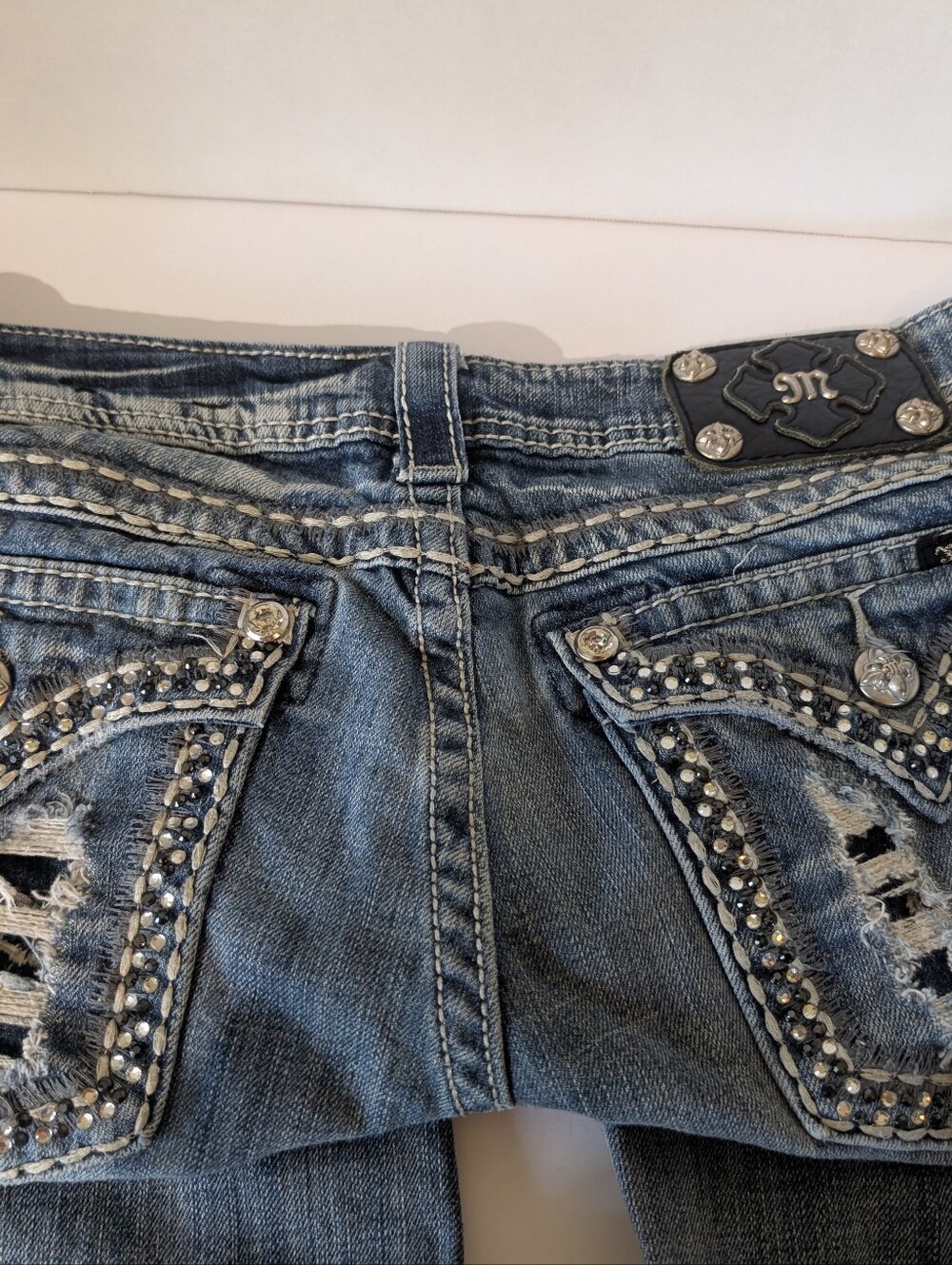 Miss Me JE538OBSR Bootcut Stretch Embellished Pkt Jeans Sz 32